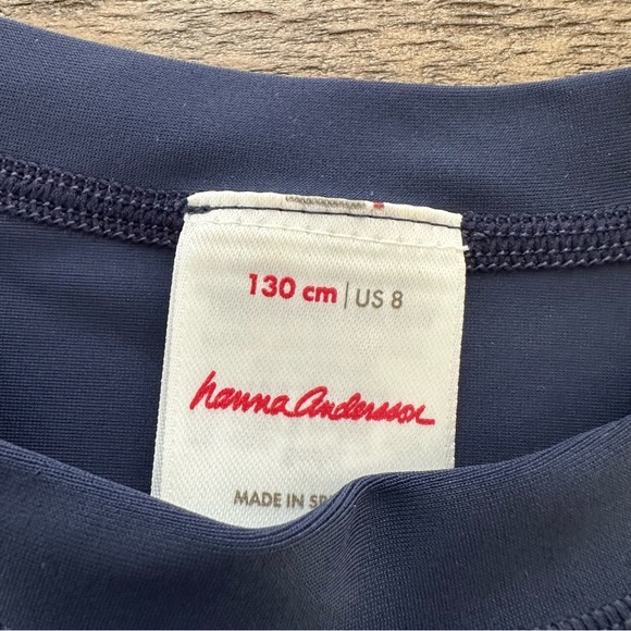 Hanna Andersson boys 8 Navy Blue Long Sleeve Rash Guard T Shirt Sun Protection - Picture 3 of 3